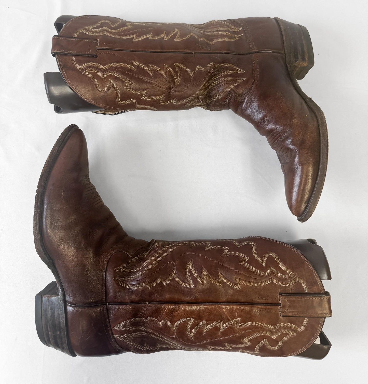 Vintage Justin Brown Leather Embroidered Cowboy Boots, Style 1948, Men's Sz. 10D, Western Festival Boots