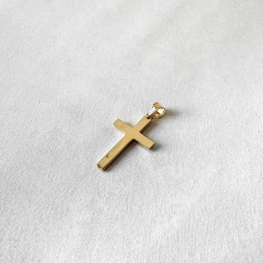 14K Yellow Gold Smooth 1 Inch Cross Pendant, Dainty Simple Everyday Minimalist Christian Pendant