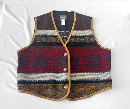 Vintage Woolrich Multicolor Floral Abstract Print Wool Button Up Sweater, Women's Sz. M/L