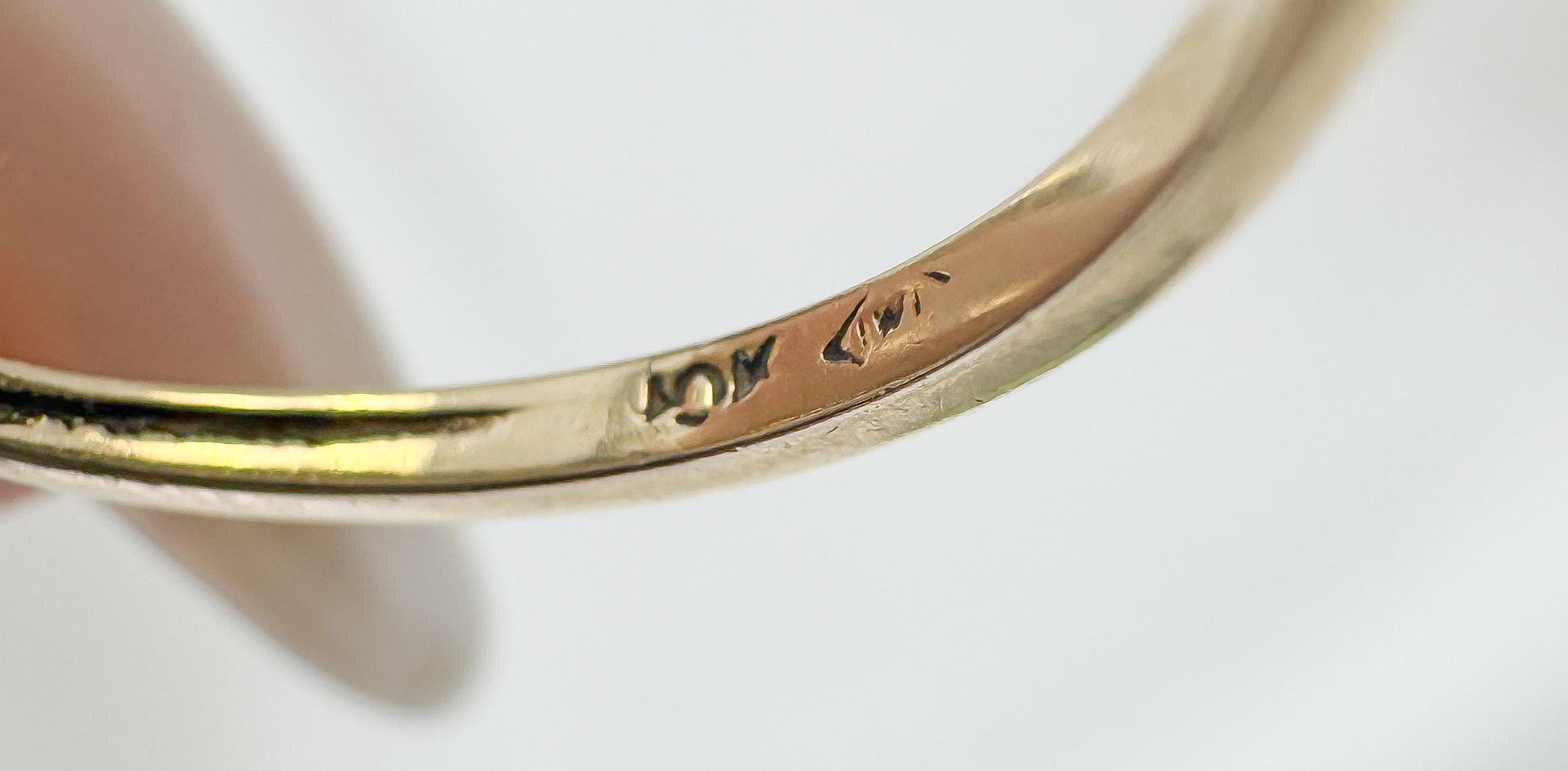 Vintage 10K Yellow Gold Mini Emerald Diamond Ring, Sz. 7.25/7.5, Simple Dainty Stackable Ring