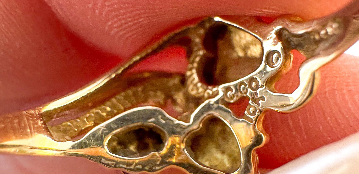 Vintage 10K CCO Black Hills Gold Diamond Multi Tone Leaf Ring, Sz. 7.25