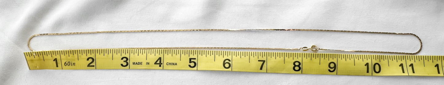 14K Yellow Gold Italy Silmar Approx. 1mm Serpentine Chain Necklace, Roughly 23", Long Dainty Simple Minimalist Layering Chain Necklace