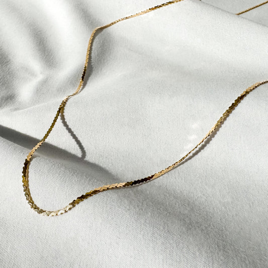 14K Yellow Gold Italy Silmar Approx. 1mm Serpentine Chain Necklace, Roughly 23", Long Dainty Simple Minimalist Layering Chain Necklace