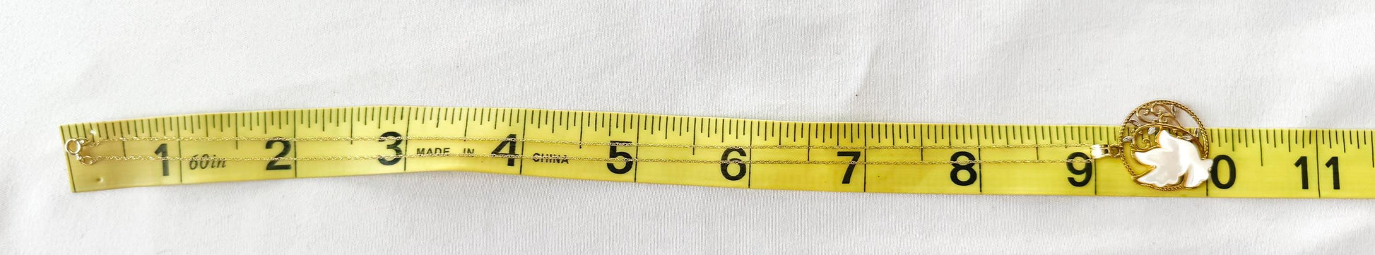 10K Gold Michael Anthony Mother of Pearl Dove Tree Circular 18" Pendant Necklace