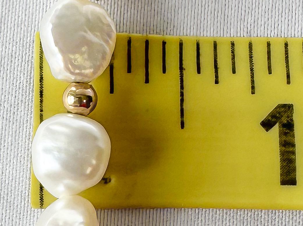 Vintage 14K Freshwater Baroque Pearl Beaded Bracelet, Approx. 8 Inches, Vintage Coastal Beachy Bridal Style Jewelry