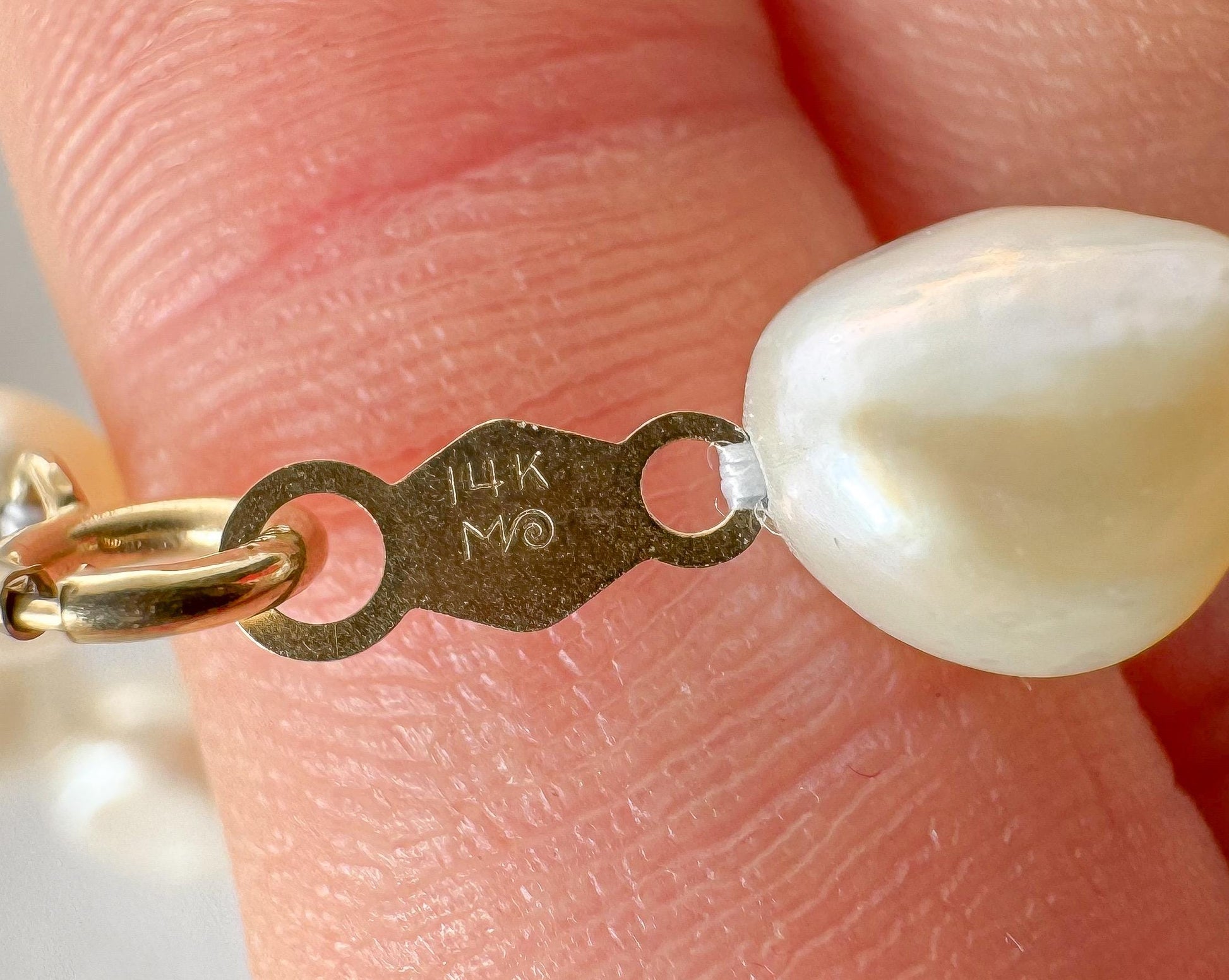 Vintage 14K Freshwater Baroque Pearl Beaded Bracelet, Approx. 8 Inches, Vintage Coastal Beachy Bridal Style Jewelry