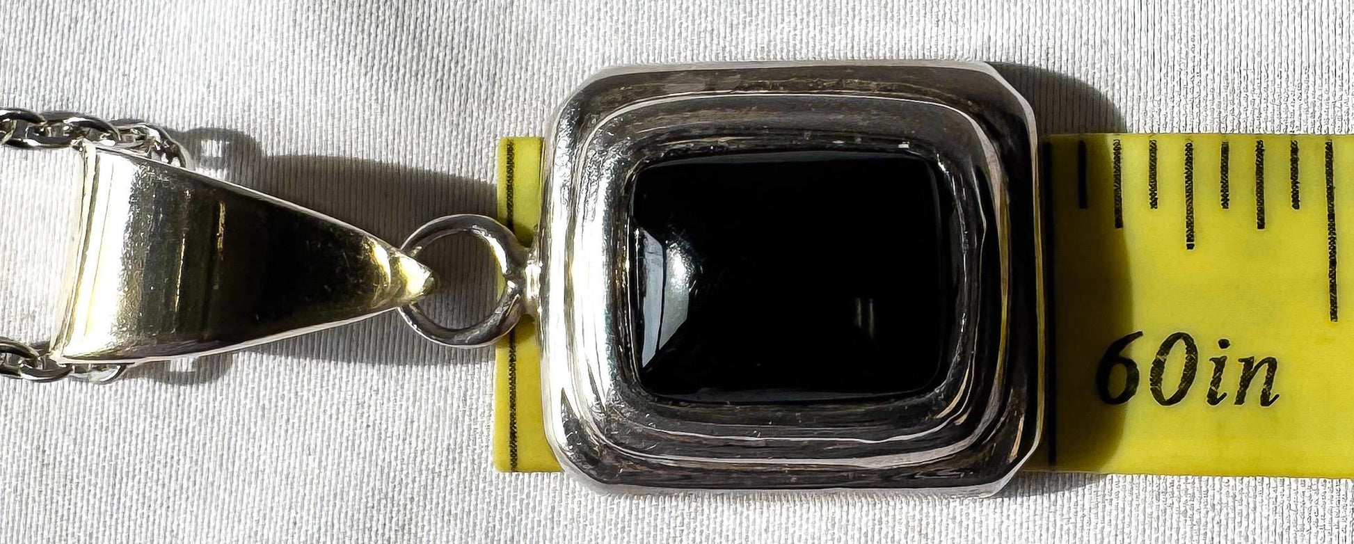 Vintage Silpada 925 Onyx Square Double Frame Pendant on 16" Chain, Unique Boho Western Navajo Necklace