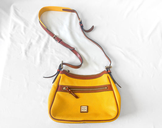 Dooney and Bourke Piper Yellow Pebbled Leather Crossbody Bag