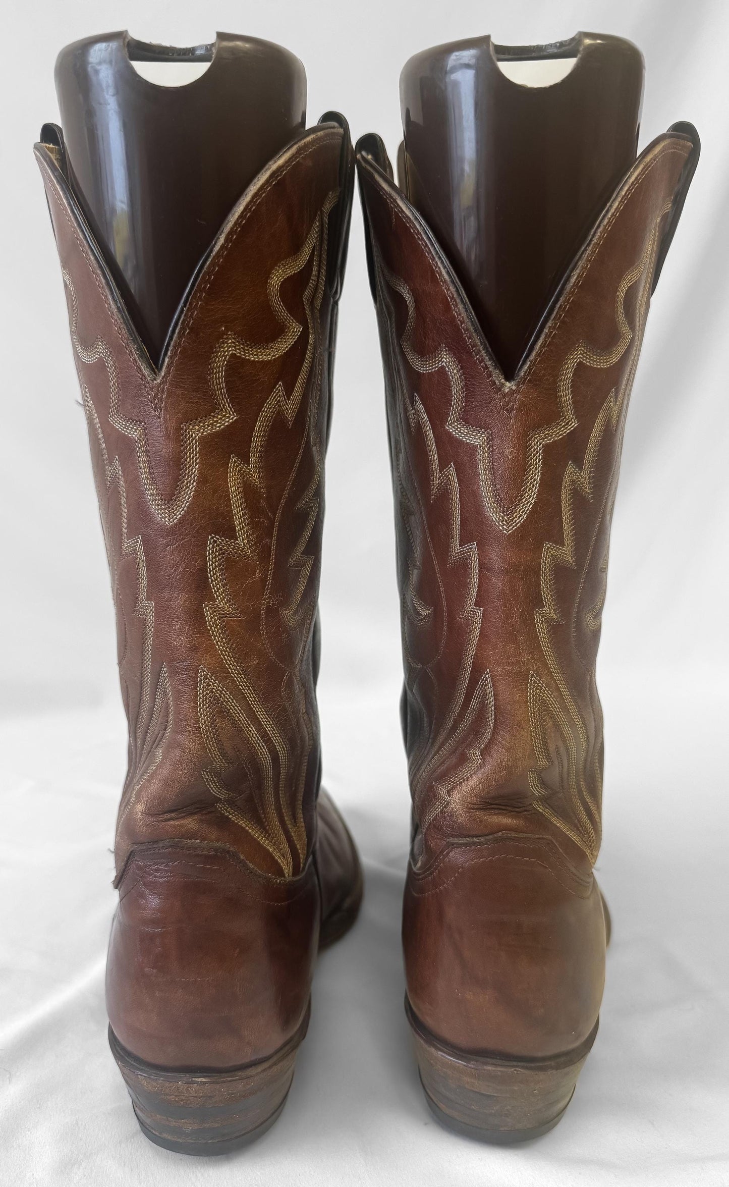 Vintage Justin Brown Leather Embroidered Cowboy Boots, Style 1948, Men's Sz. 10D, Western Festival Boots