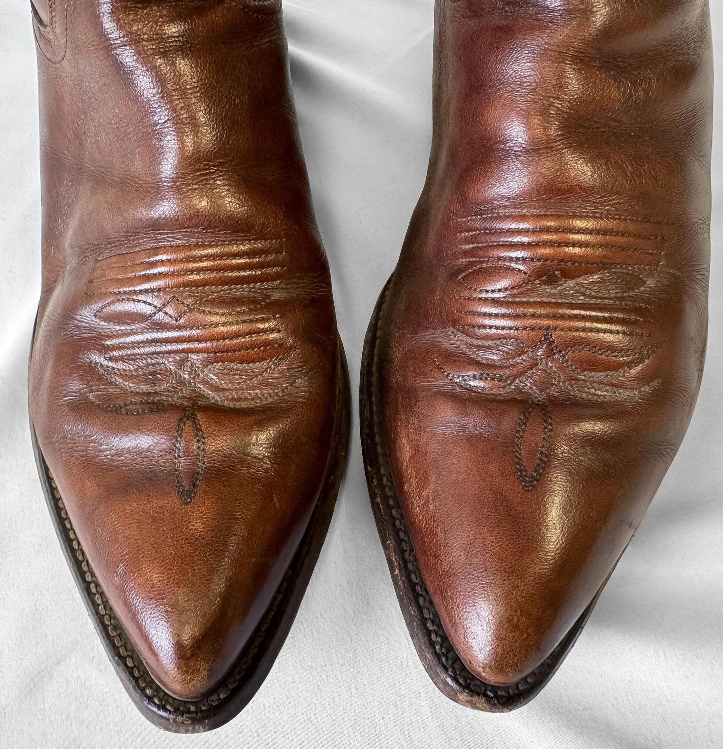 Vintage Justin Brown Leather Embroidered Cowboy Boots, Style 1948, Men's Sz. 10D, Western Festival Boots