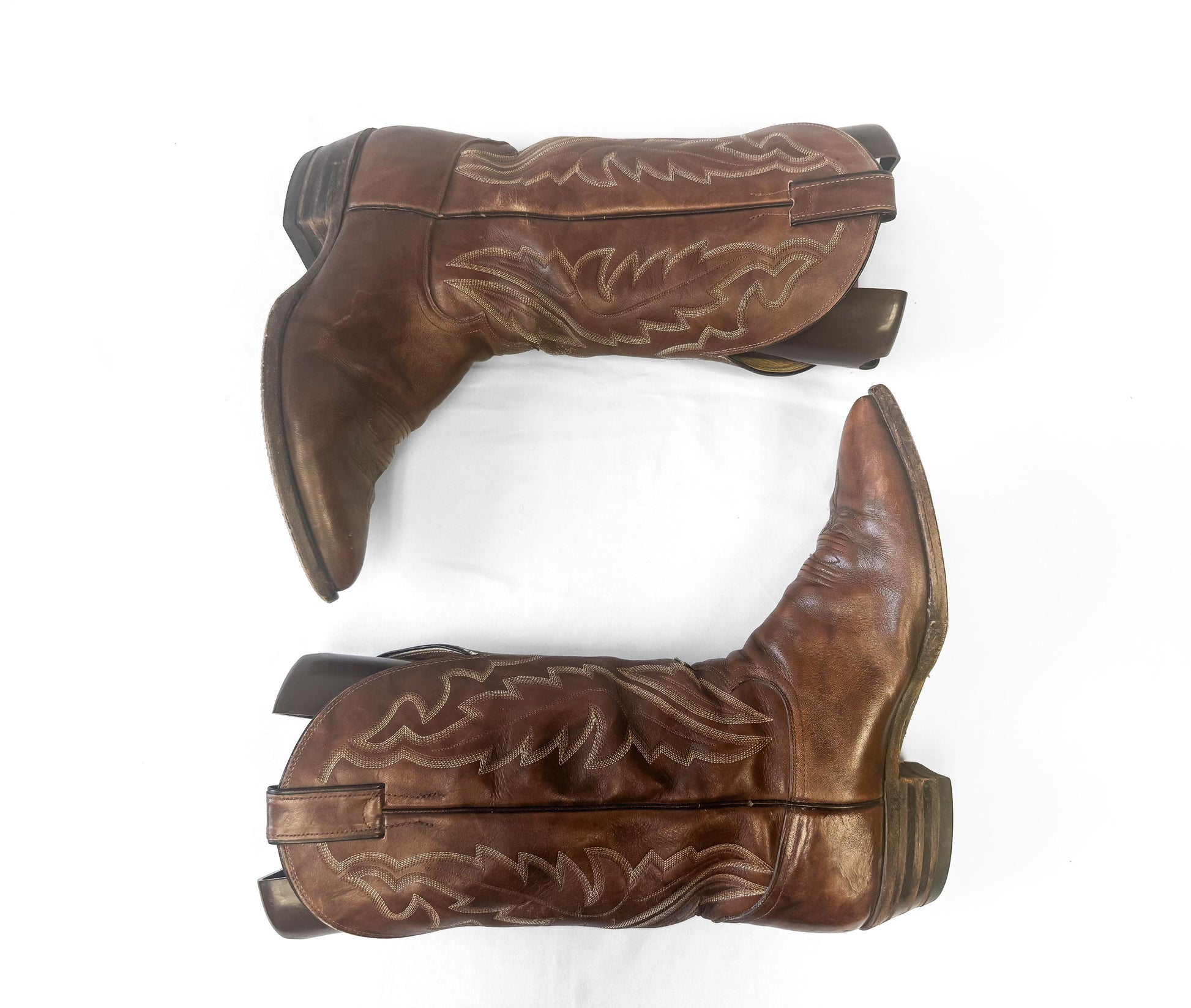 Vintage Justin Brown Leather Embroidered Cowboy Boots, Style 1948, Men's Sz. 10D, Western Festival Boots