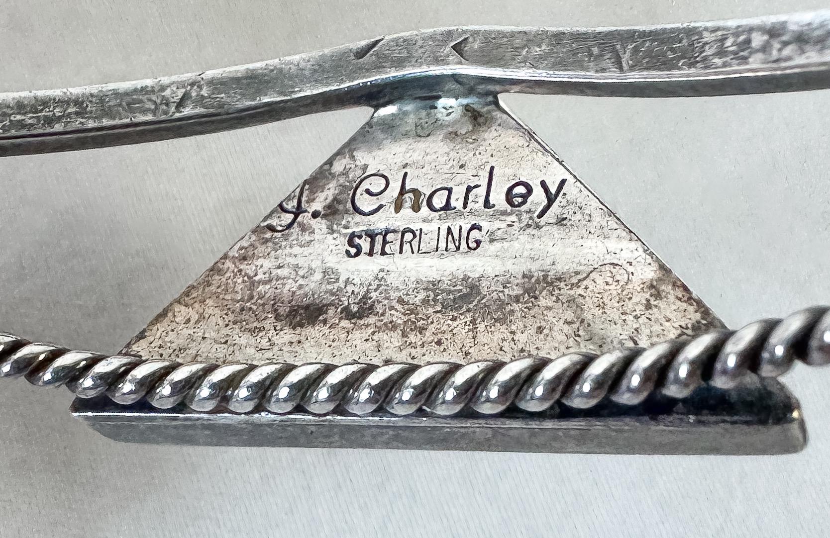 Vintage J. Charley Sterling Turquoise Coral Triangle Cuff Adjustable Bracelet, Vintage Unique Navajo Native American Boho Bracelet