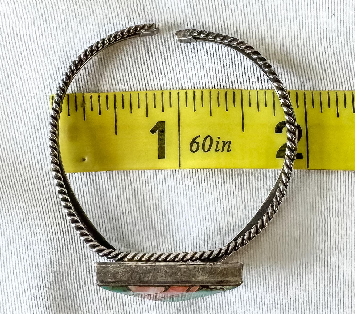 Vintage J. Charley Sterling Turquoise Coral Triangle Cuff Adjustable Bracelet, Vintage Unique Navajo Native American Boho Bracelet