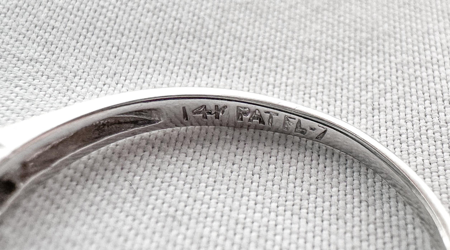 14K White Gold Baguette Cut Round Diamond Band Ring, Size 6, Simple Dainty Minimalist Diamond Ring