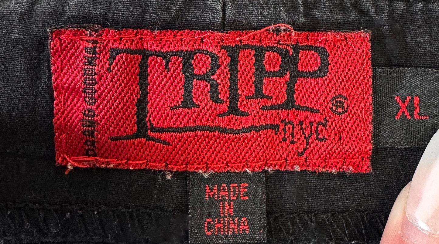 Vintage 90s Tripp NYC Black Denim Hook Eye Garter Grommet Corset Tank Top, Women's Sz. S, 90s Grunge Emo Alternative Style