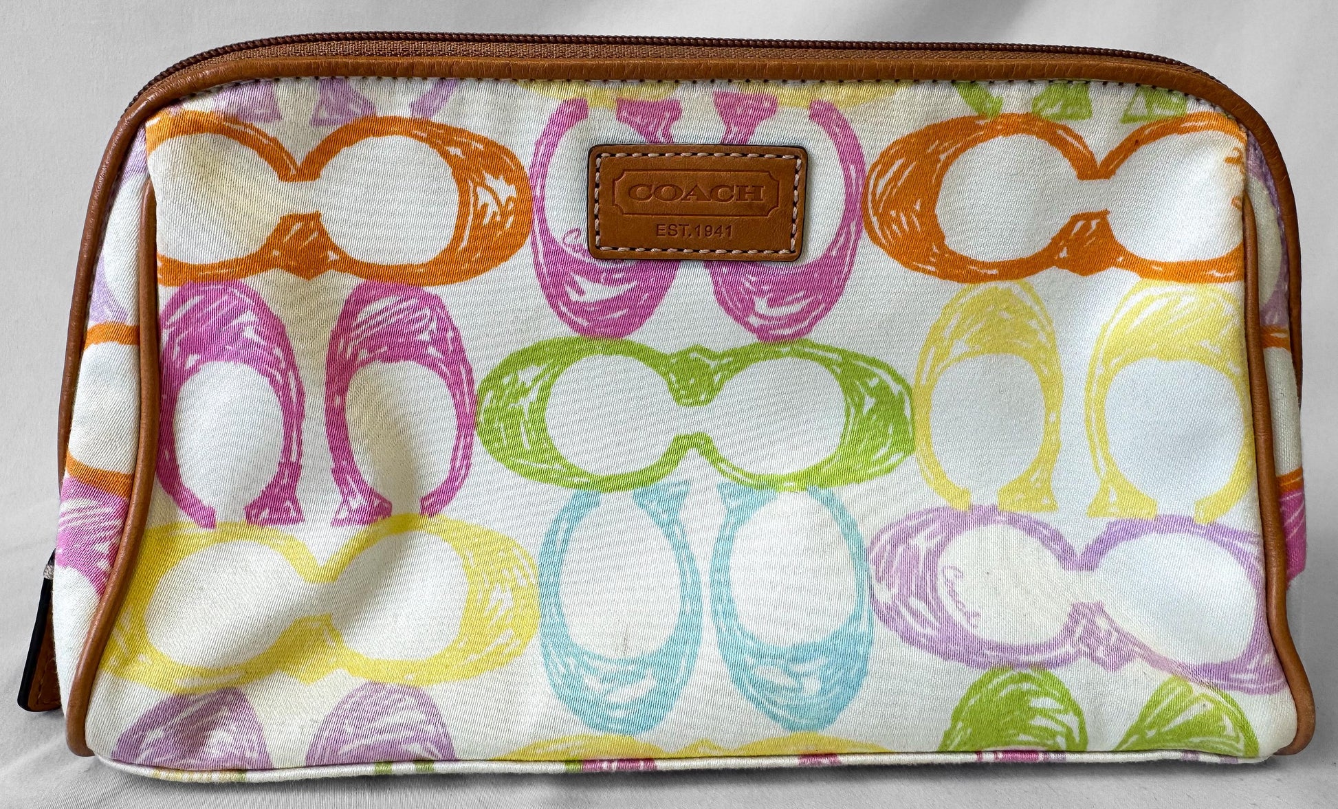 Y2K 00s Coach Rainbow Scribble Monogram Signature Cosmetics Toiletry Pouch