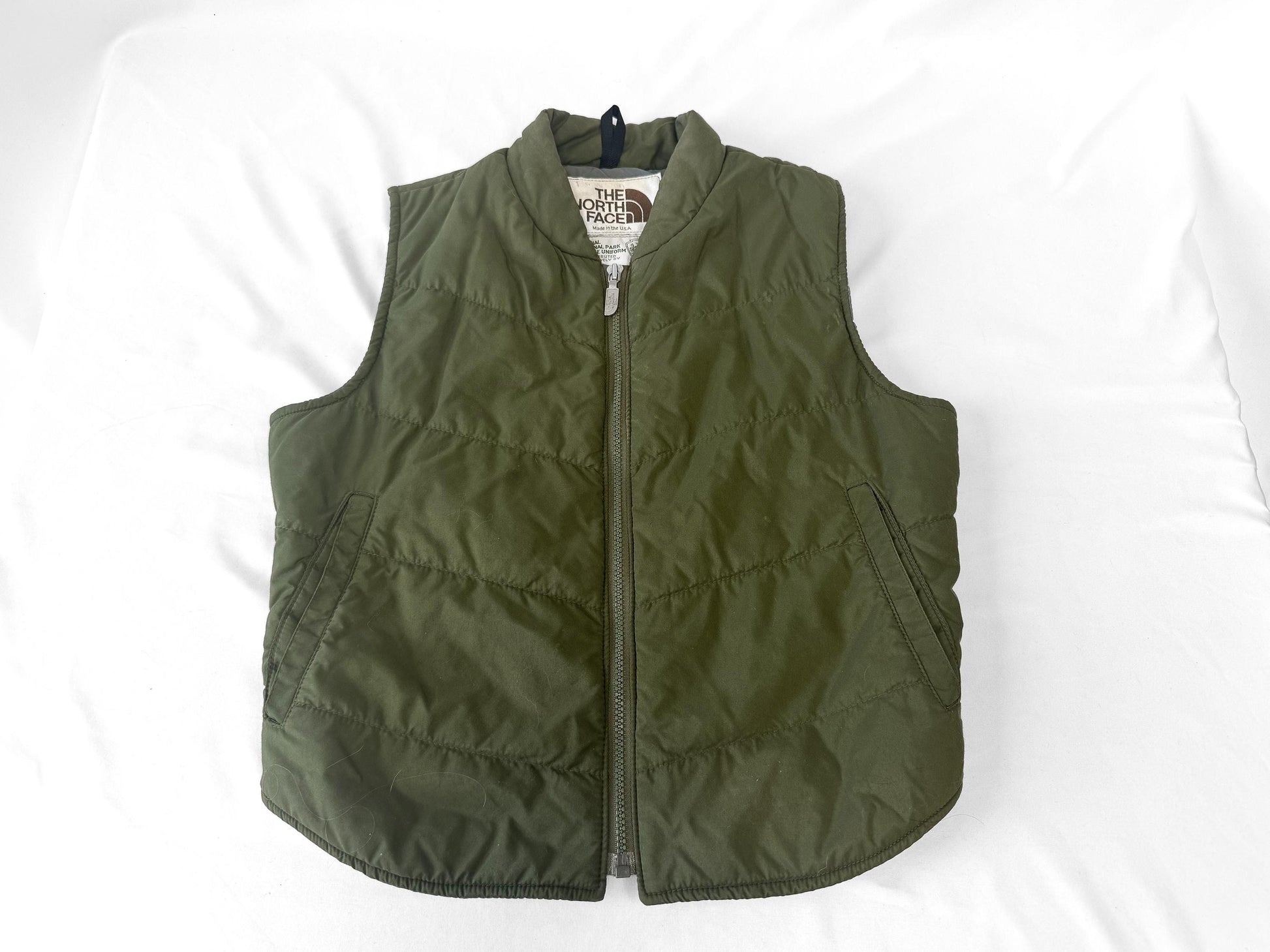 Vintage 90s The North Face Olive Green Quilted Vest, Women's Sz. S