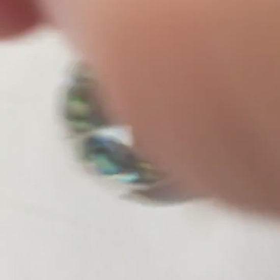 Vintage JRI 925 Mother of Pearl Abalone Chime Bell Sphere Pendant, Unique Coastal Boho Style Jewelry