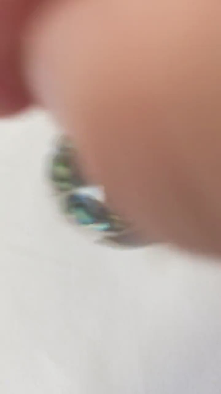 Vintage JRI 925 Mother of Pearl Abalone Chime Bell Sphere Pendant, Unique Coastal Boho Style Jewelry