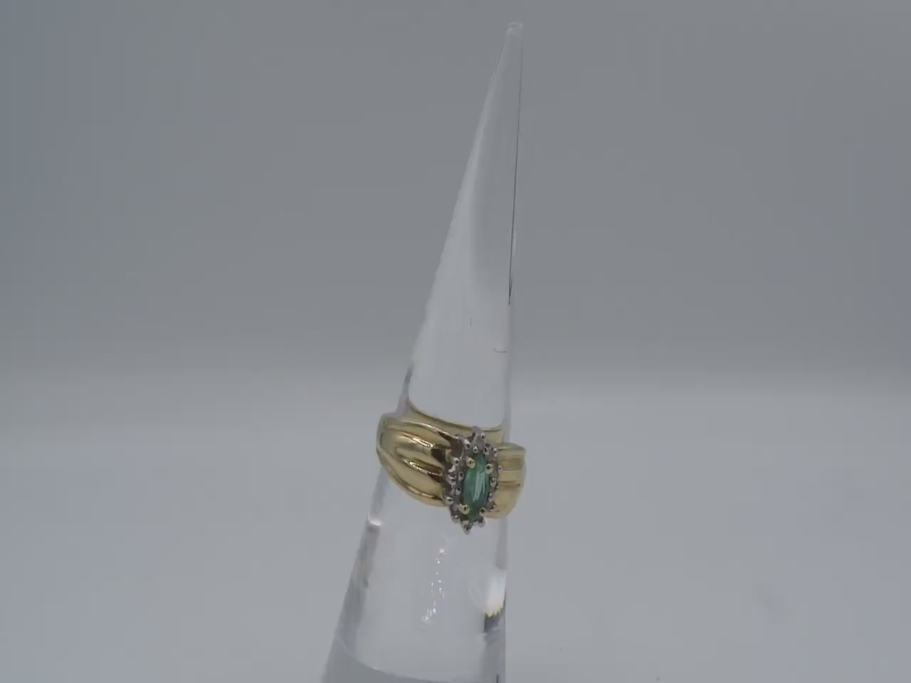 Vintage Columbian 10K Emerald Diamond Estate Ring Size 6, Art Deco Estate Jewelry