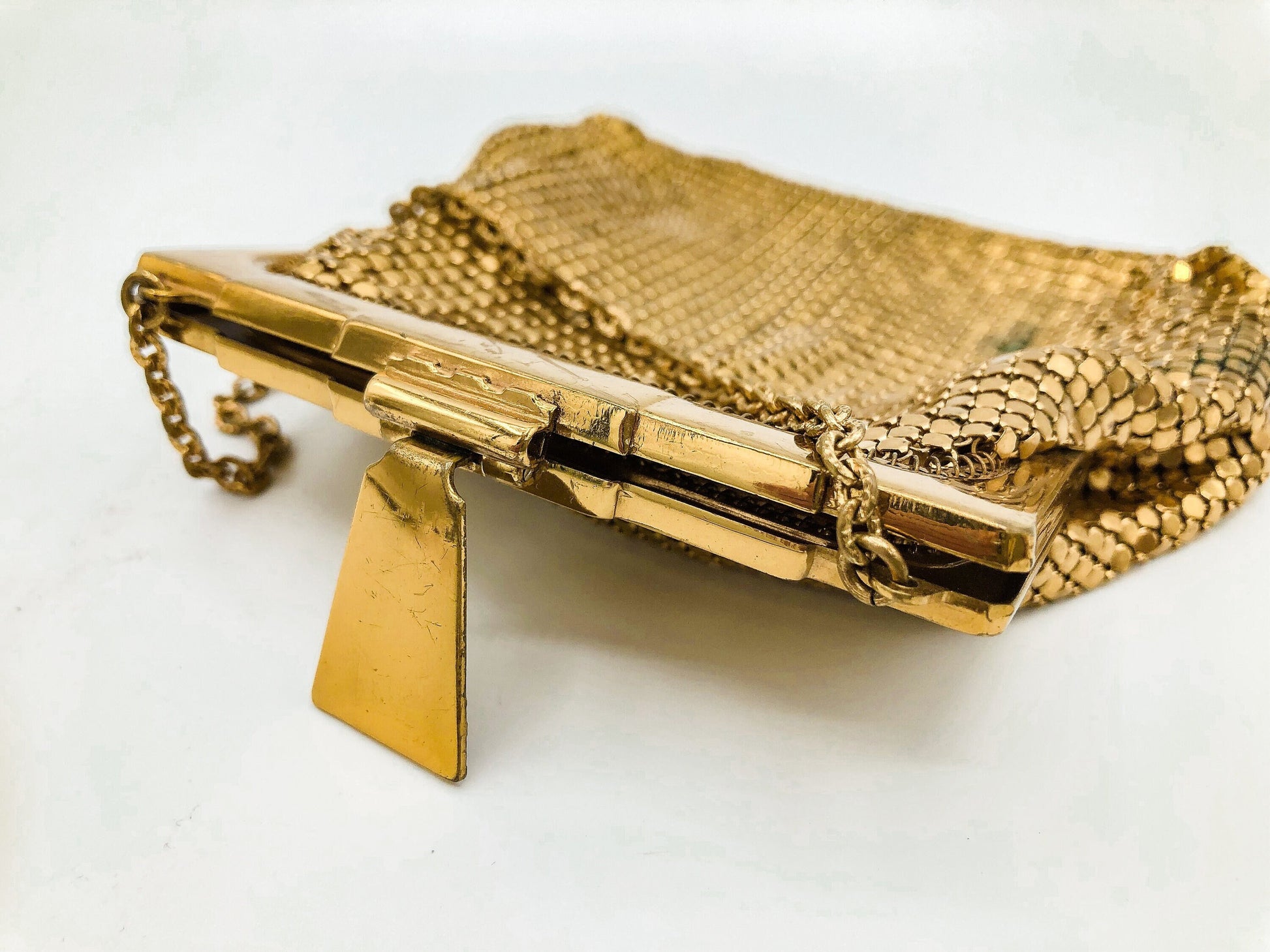 Vintage Gold Purse, Whiting & Davis Gold Mesh Bag, Art Deco Gold Coin Purse, Evening Handbag