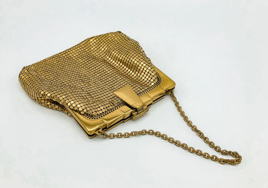 Vintage Gold Purse, Whiting & Davis Gold Mesh Bag, Art Deco Gold Coin Purse, Evening Handbag