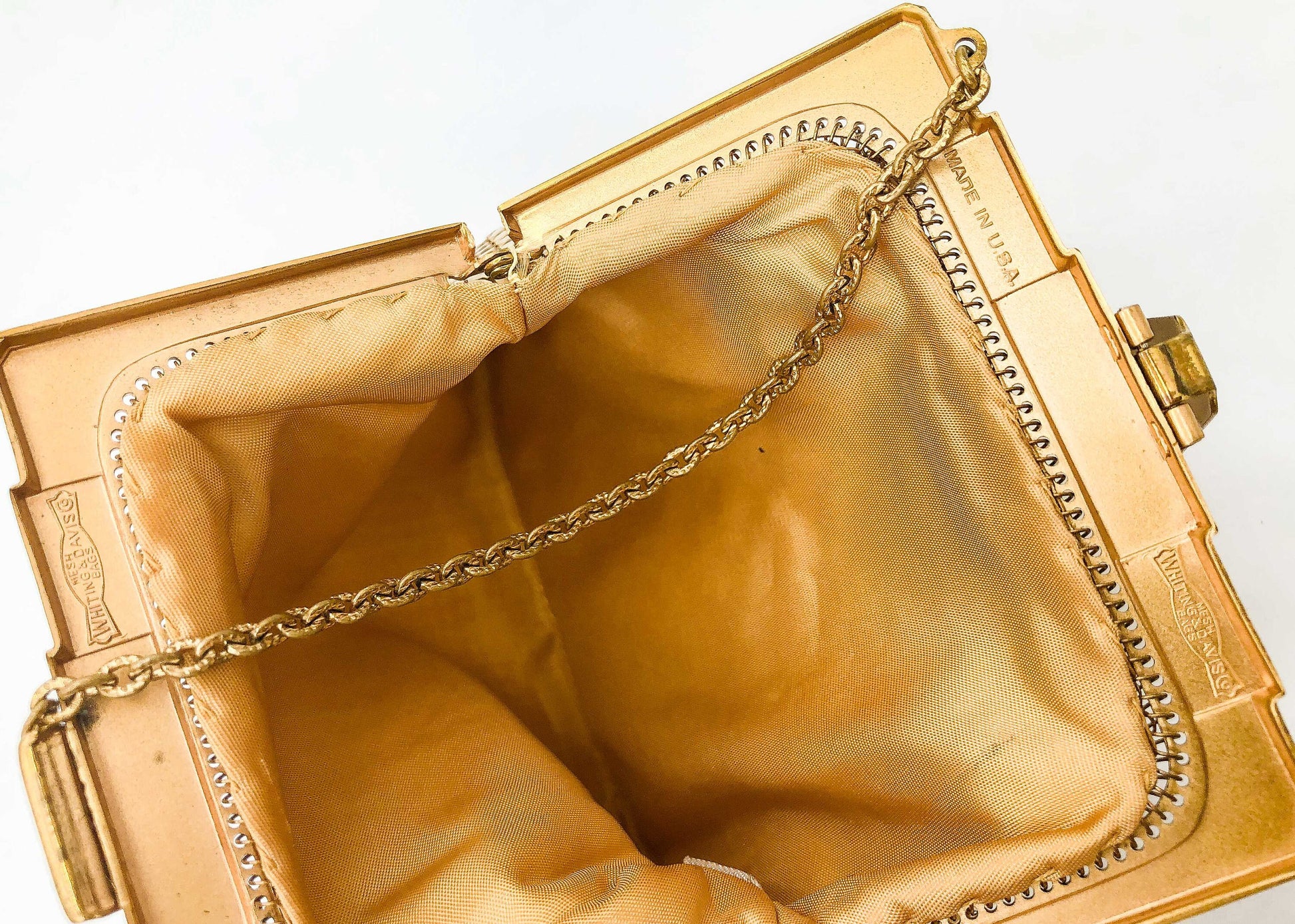 Vintage Gold Purse, Whiting & Davis Gold Mesh Bag, Art Deco Gold Coin Purse, Evening Handbag