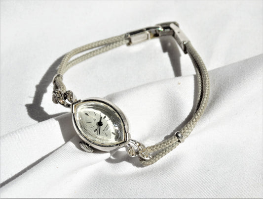 Vintage 1924 LADY HAMILTON 14K White Gold and Diamond Petite Wrist Watch, Collectors Designer Watch, Minimalist Estate Jewelry