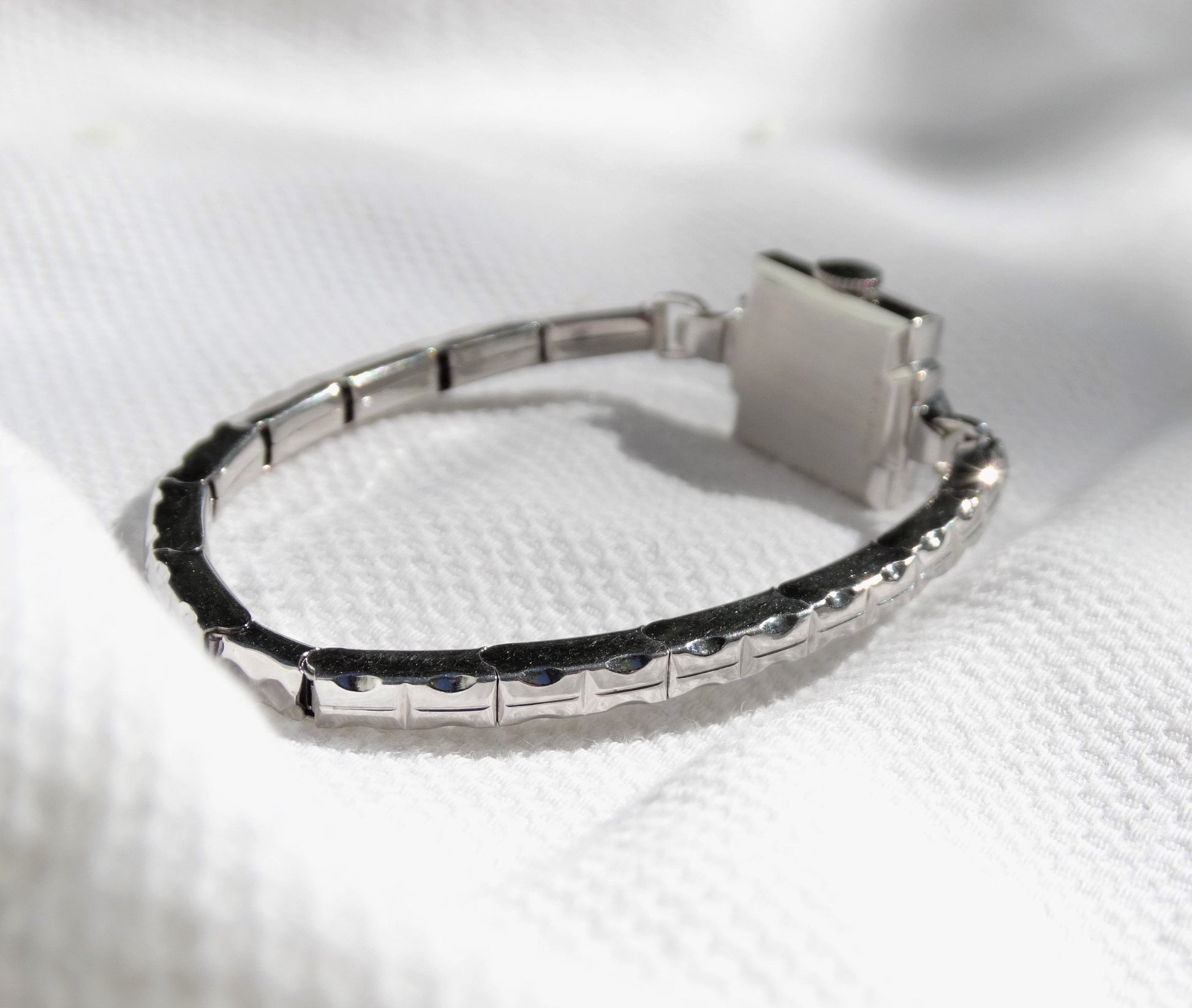 Vintage LADY ELGIN 10K White Gold Ladies Wrist Watch, Art Deco Estate Everyday Jewelry