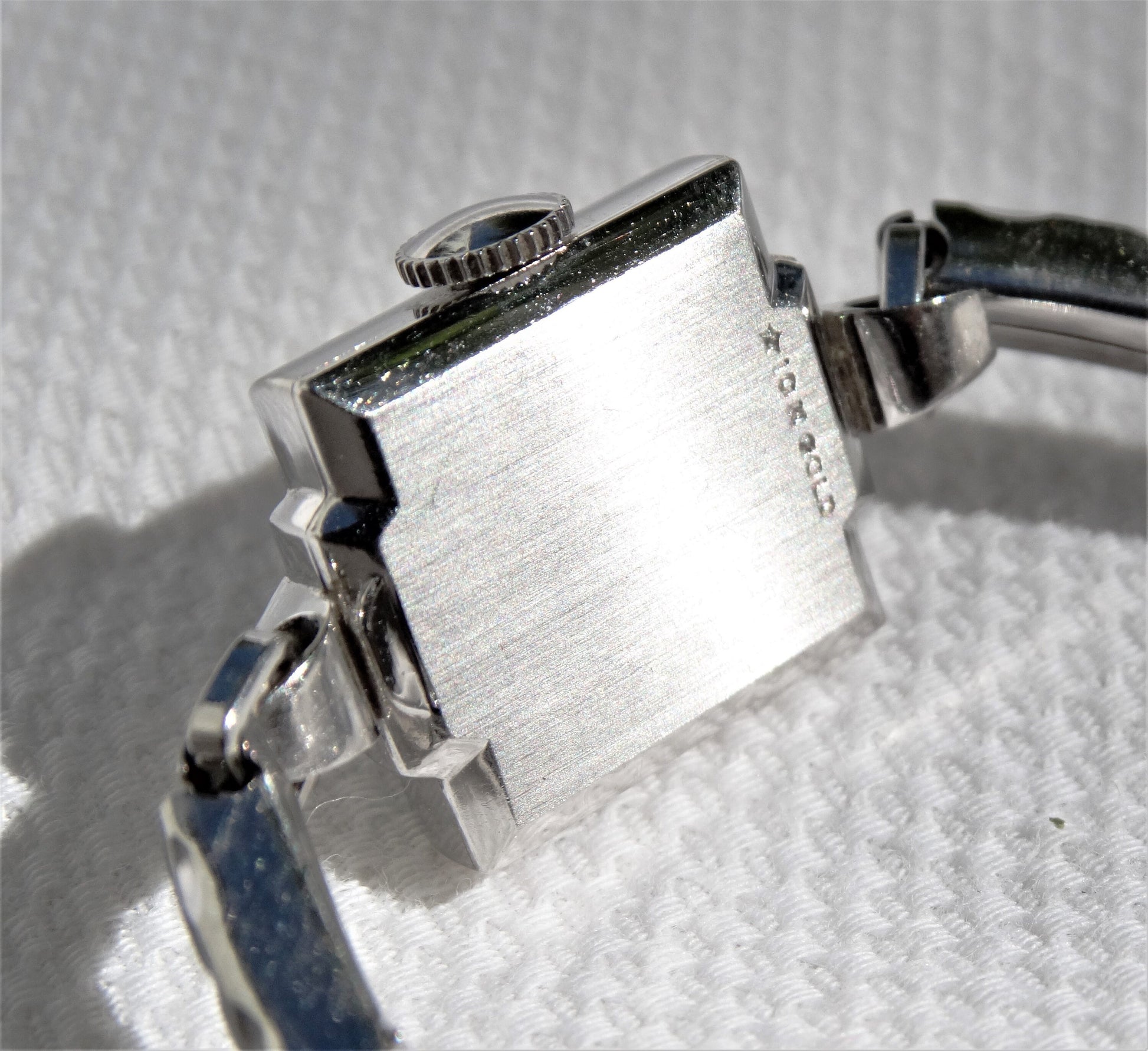 Vintage LADY ELGIN 10K White Gold Ladies Wrist Watch, Art Deco Estate Everyday Jewelry