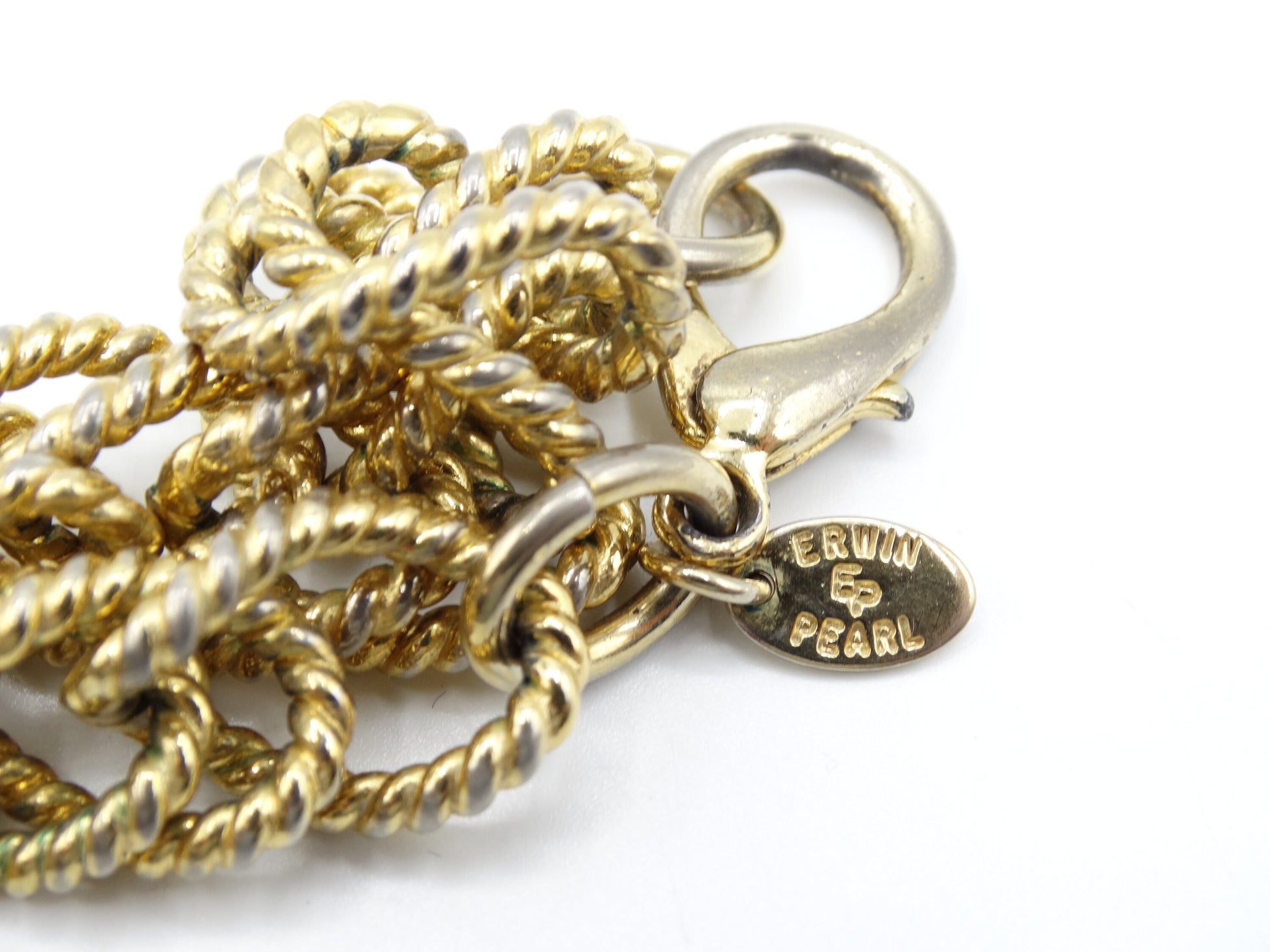 Vintage Estate ERWIN PEARL Chunky Gold Tone Chain Necklace, Collectors Costume Jewelry