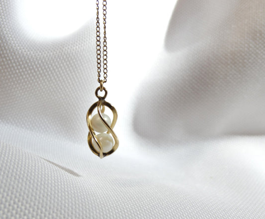Estate 14K GF Pearl Twist Pendant, Vintage Layer Necklaces, Upcycled Jewelry