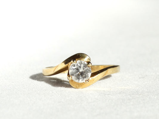 Vintage 10K DC Diamond Bypass Solitaire Ring, Fine Estate Jewelry, Vintage Anniversary Ring