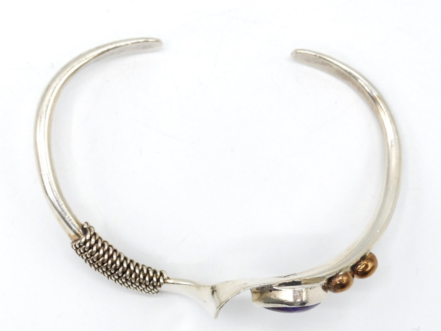 Vintage Abstract Sterling Silver 12K GF Amethyst Native American Cuff Bracelet, Collectors Jewelry