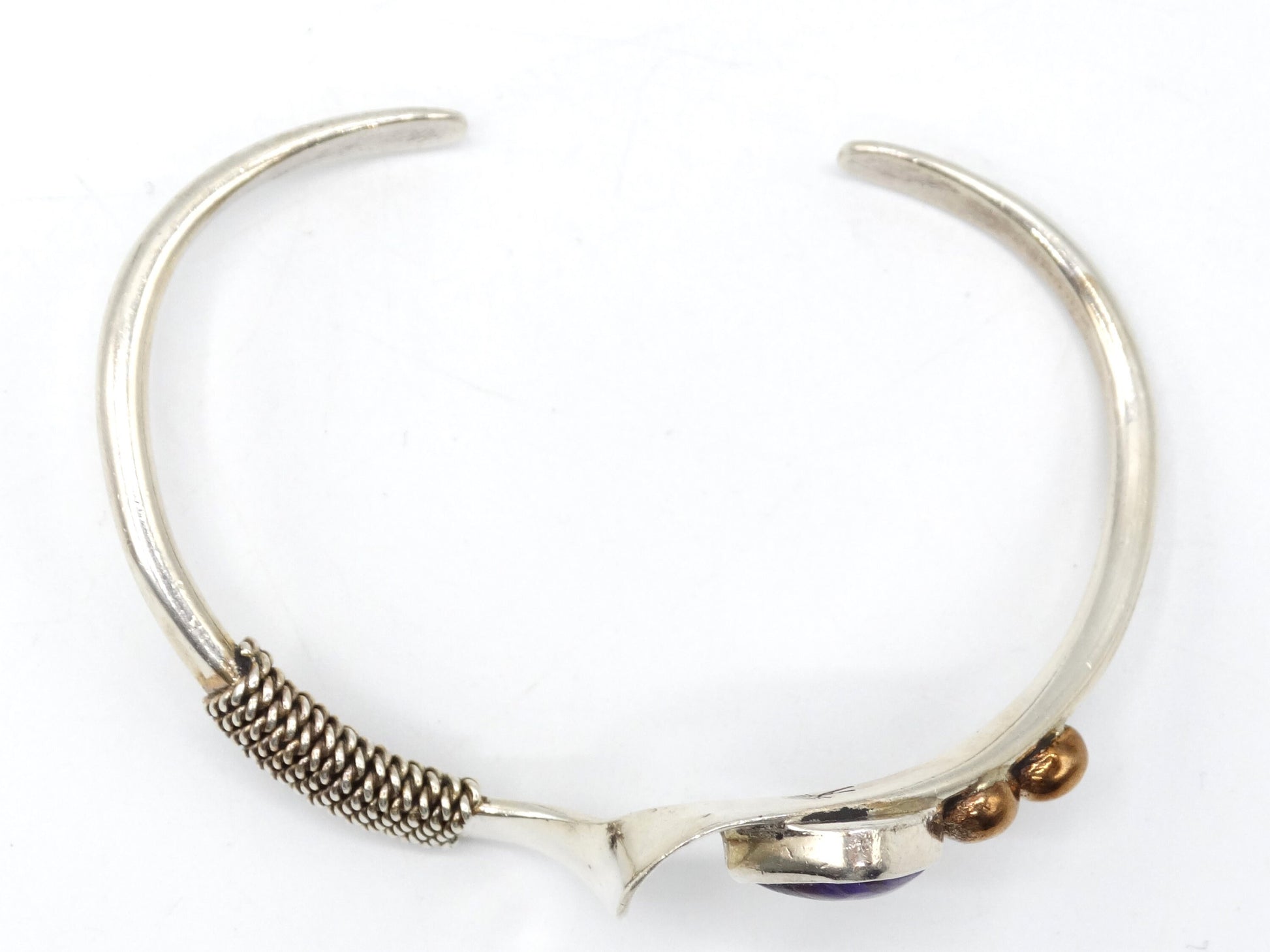 Vintage Abstract Sterling Silver 12K GF Amethyst Native American Cuff Bracelet, Collectors Jewelry