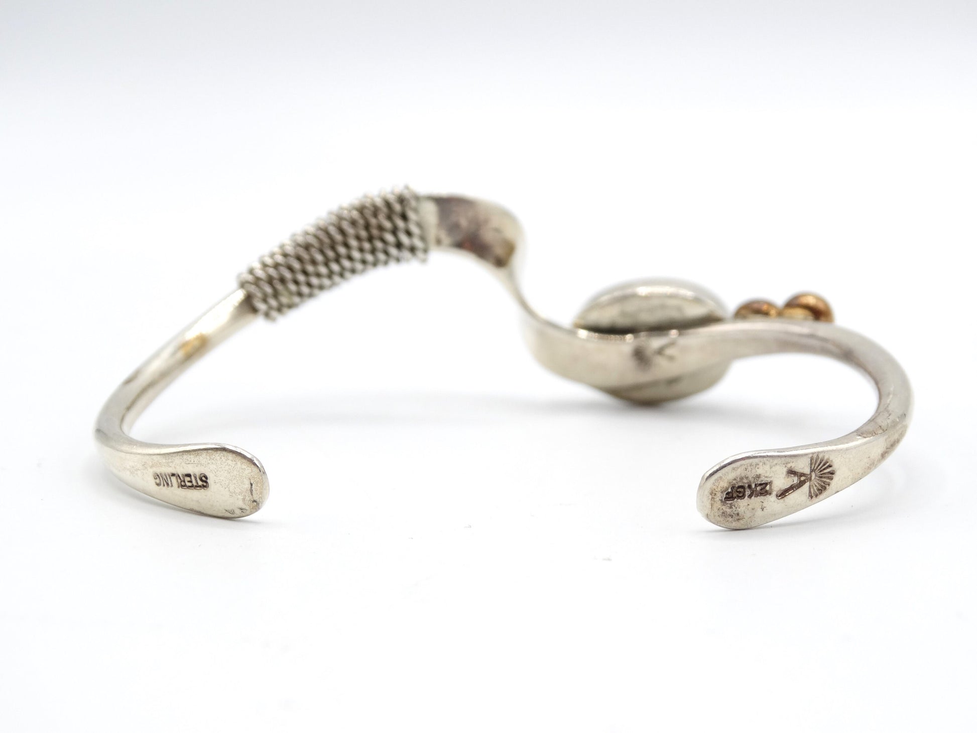 Vintage Sterling Silver 12K GF Black Onyx Native American Cuff Bracelet, Collectors Jewelry