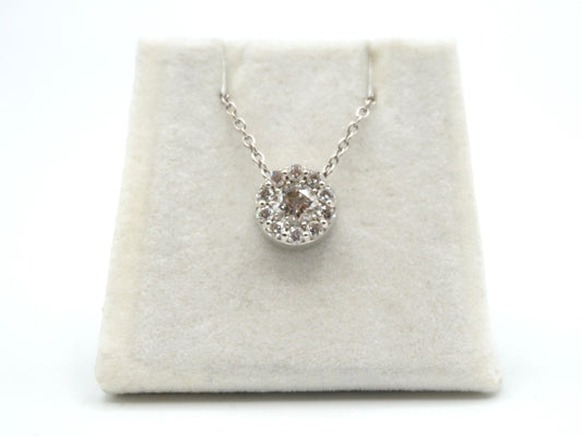 Estate Heart On Fire 18K White Gold Diamond Solitaire Necklace, Minimalist Preloved Fine Jewelry