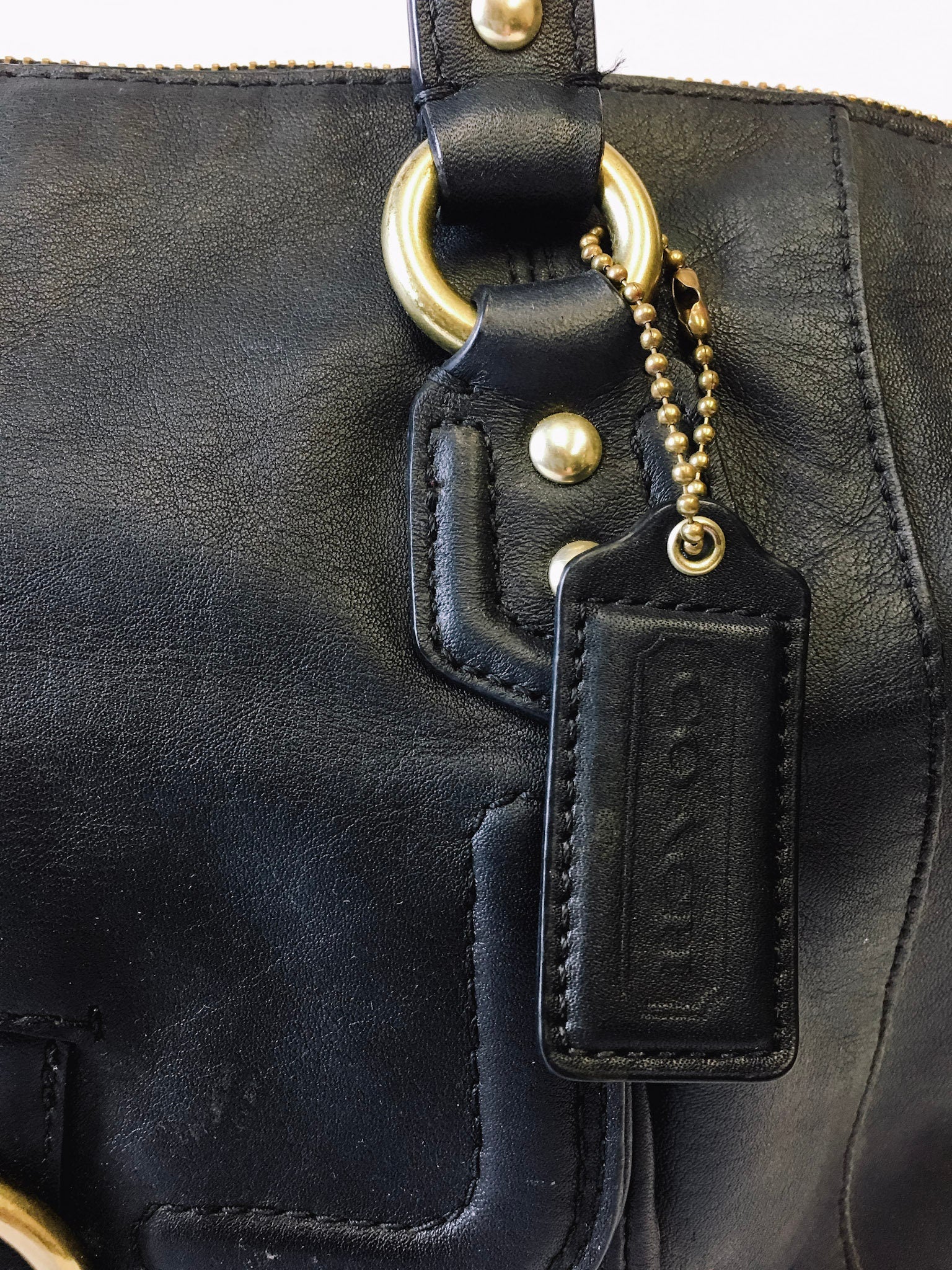 Vintage COACH Campbell Satchel Handbag, Black Leather COACH Shoulder Bag, #24690