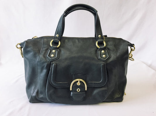 Vintage COACH Campbell Satchel Handbag, Black Leather COACH Shoulder Bag, #24690