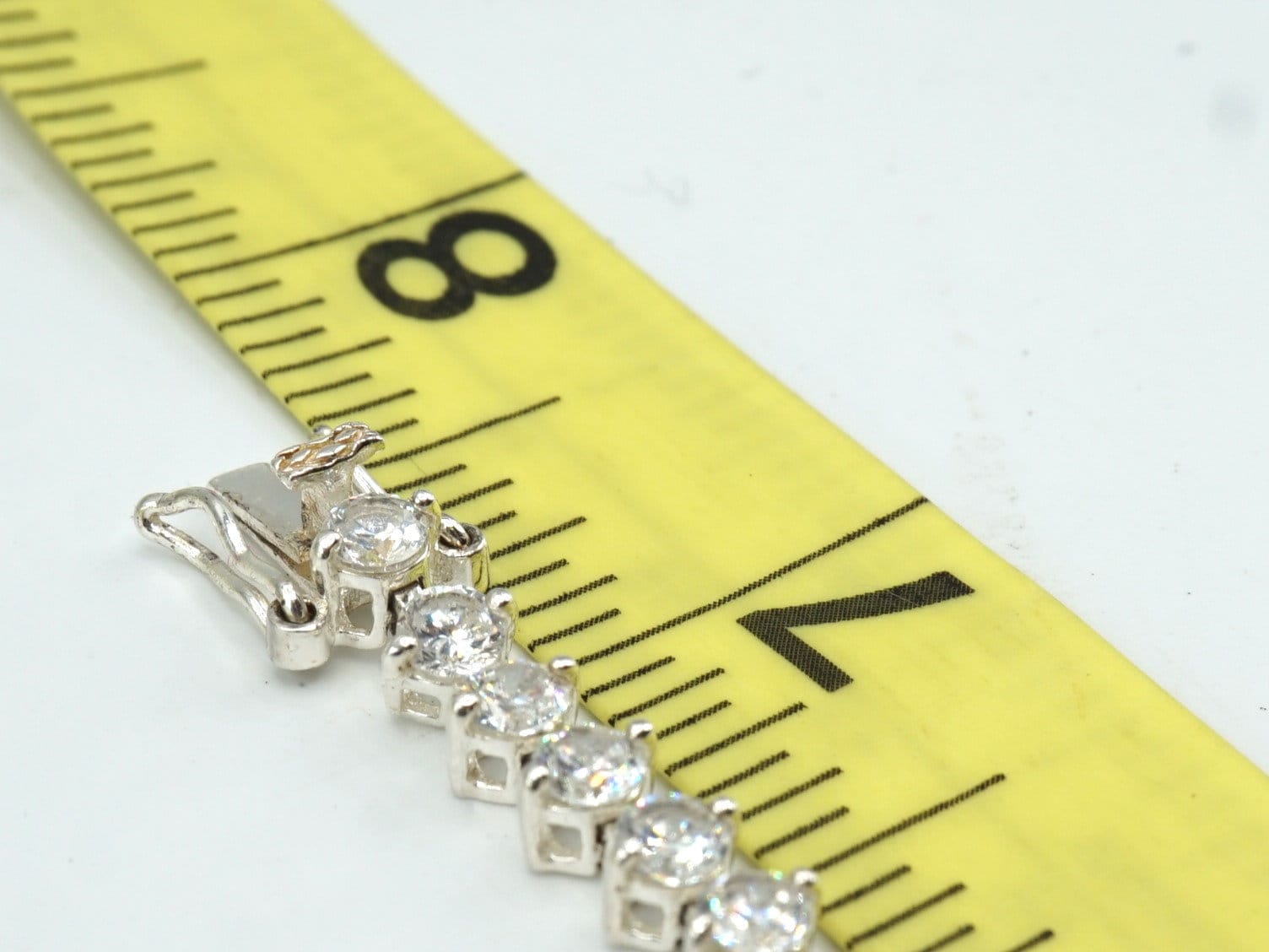 Graduated RJ Sterling Cubic Zirconia Tennis Bracelet, Estate Vintage