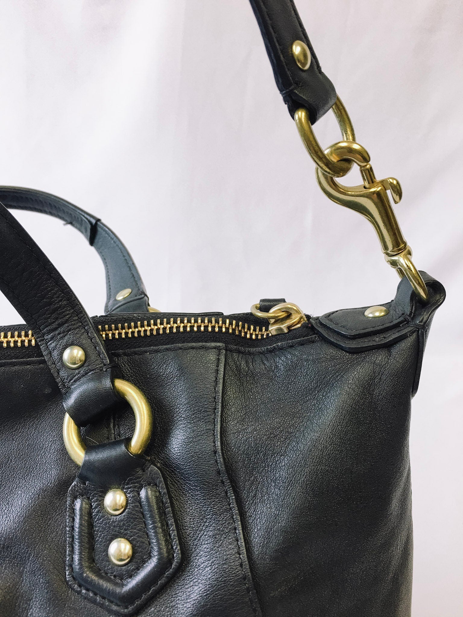 Vintage COACH Campbell Satchel Handbag, Black Leather COACH Shoulder Bag, #24690