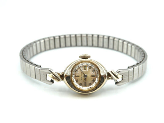 Vintage 14K White Gold CROTON Ladies Cocktail Watch, Speidel Expandable Band, Collector Watches, Not Working