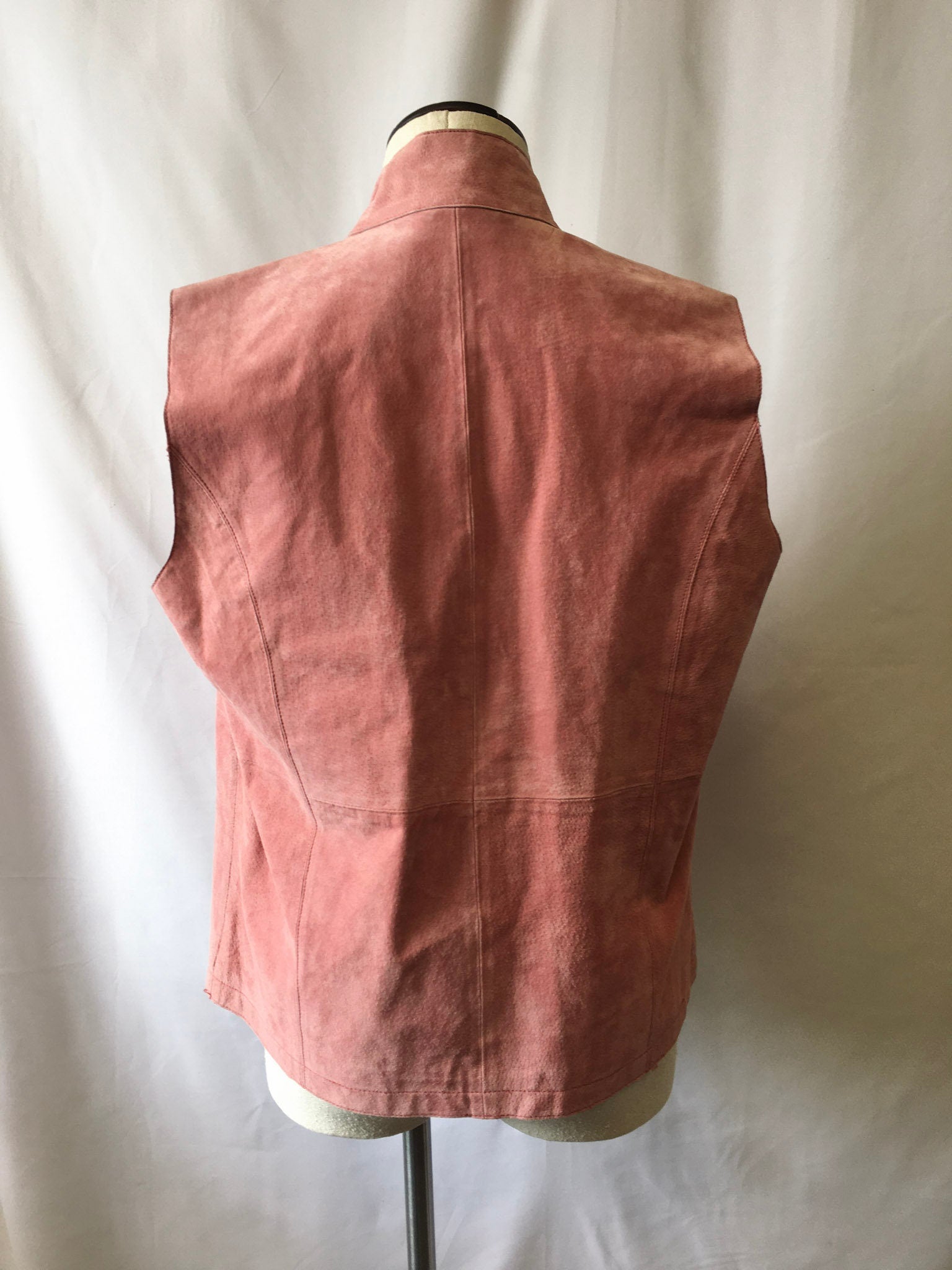 Vintage Ruff Hewn Pink Dusty Rose 100% Genuine Leather Zip Up Vest, Pink Suede Vest, sz. M