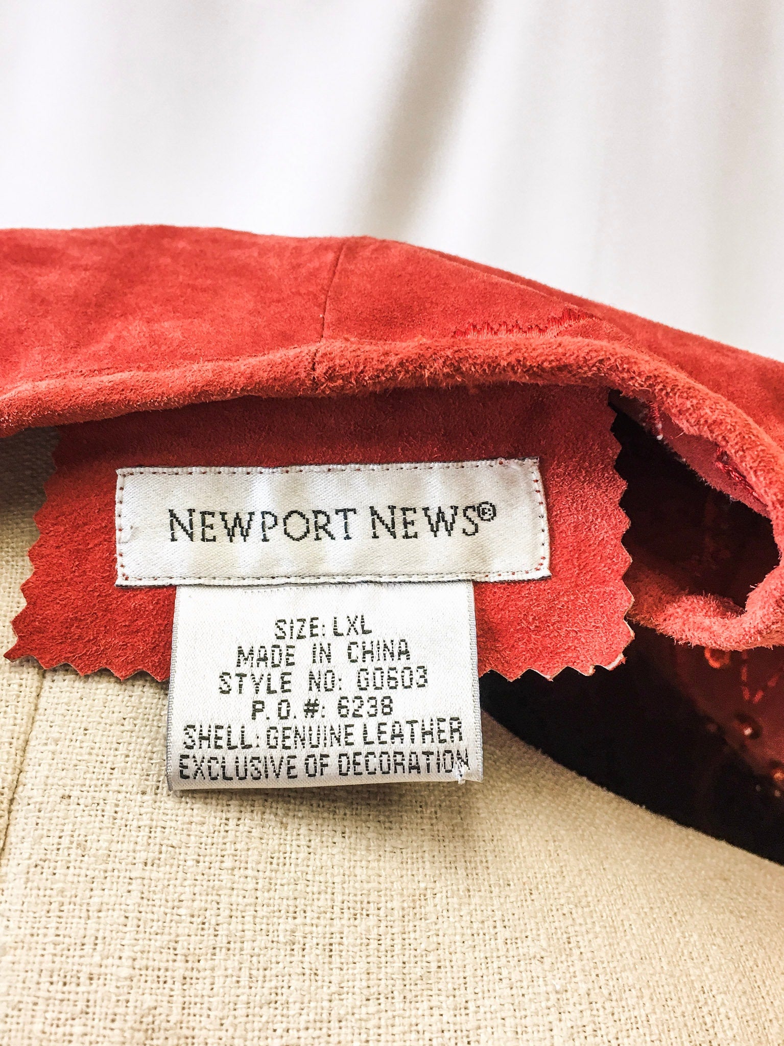 Vintage Newport News Women’s Red Genuine Leather Sequin Tassel Poncho