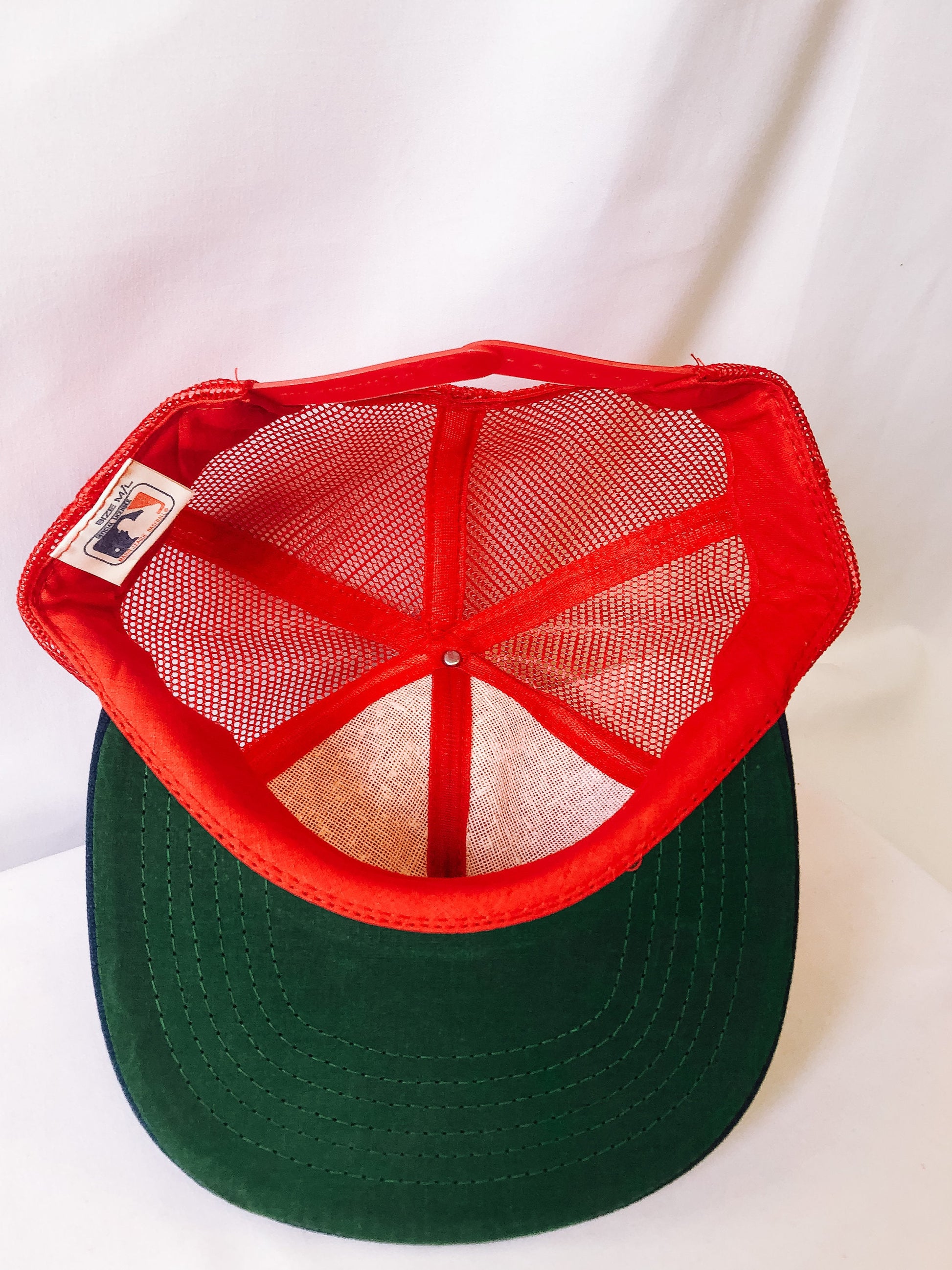 Vintage Red and Navy Minnesota Twins Embroidered Mesh Trucker Hat, Flat Brim Baseball Cap