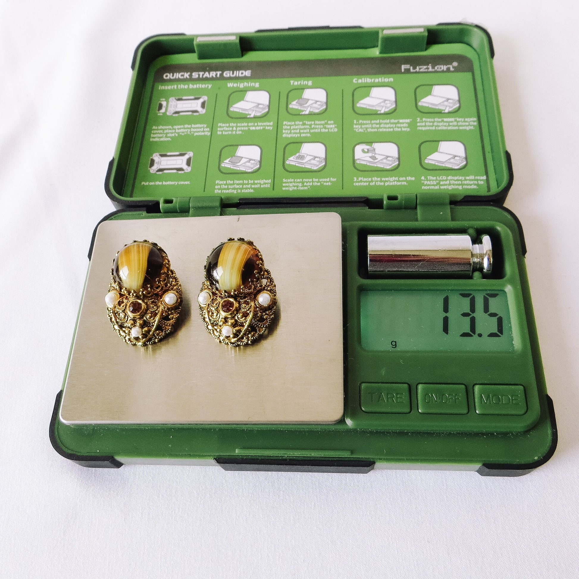 Vintage West Germany Marked Filigree with Glass Beads Clip-on Earrings, Vintage Costume Jewelry