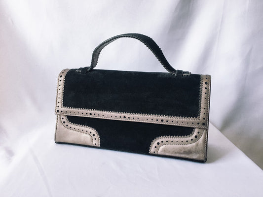 Vintage Donald J. Pliner Western Style Black Suede Handbag