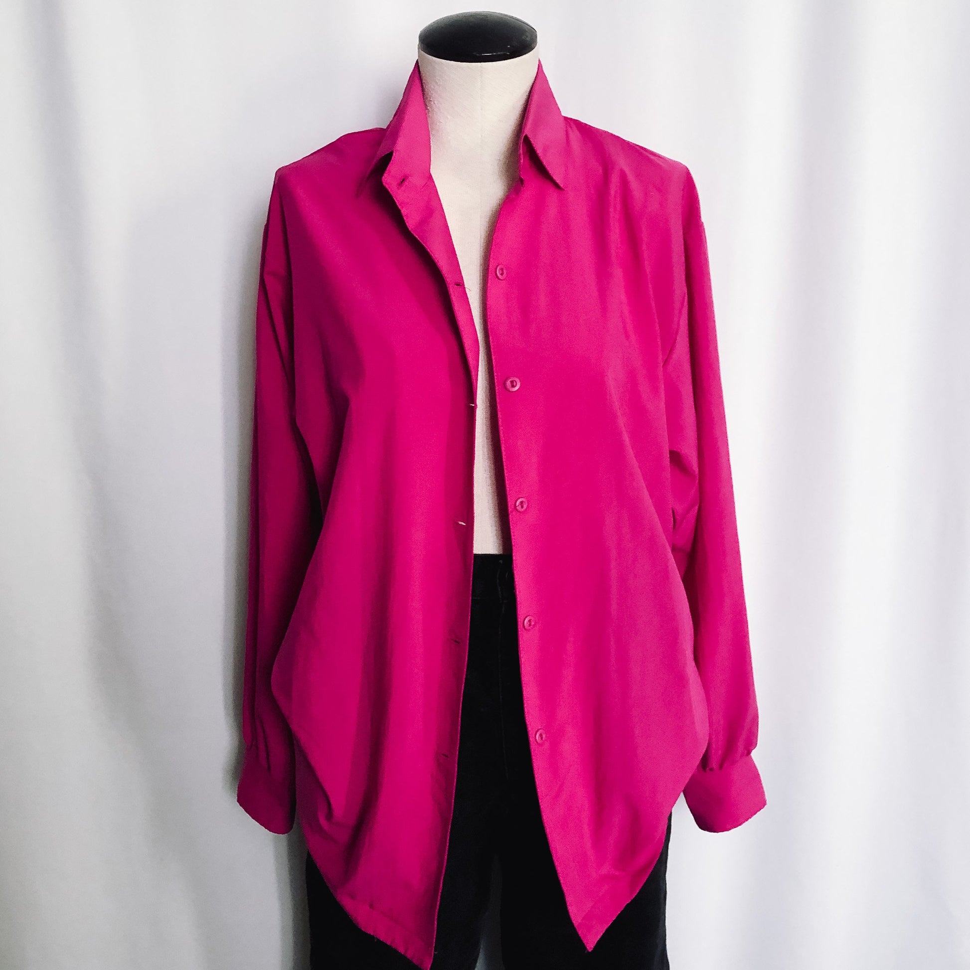 Vintage Fuchsia Pink Button-up Blouse, Wildflower Brand, Sz. S