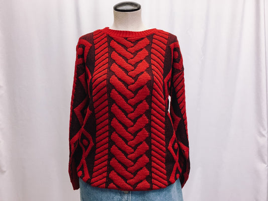 Vintage R.J. Studio Red Knit Sweater, Made in U.S.A. Crewneck