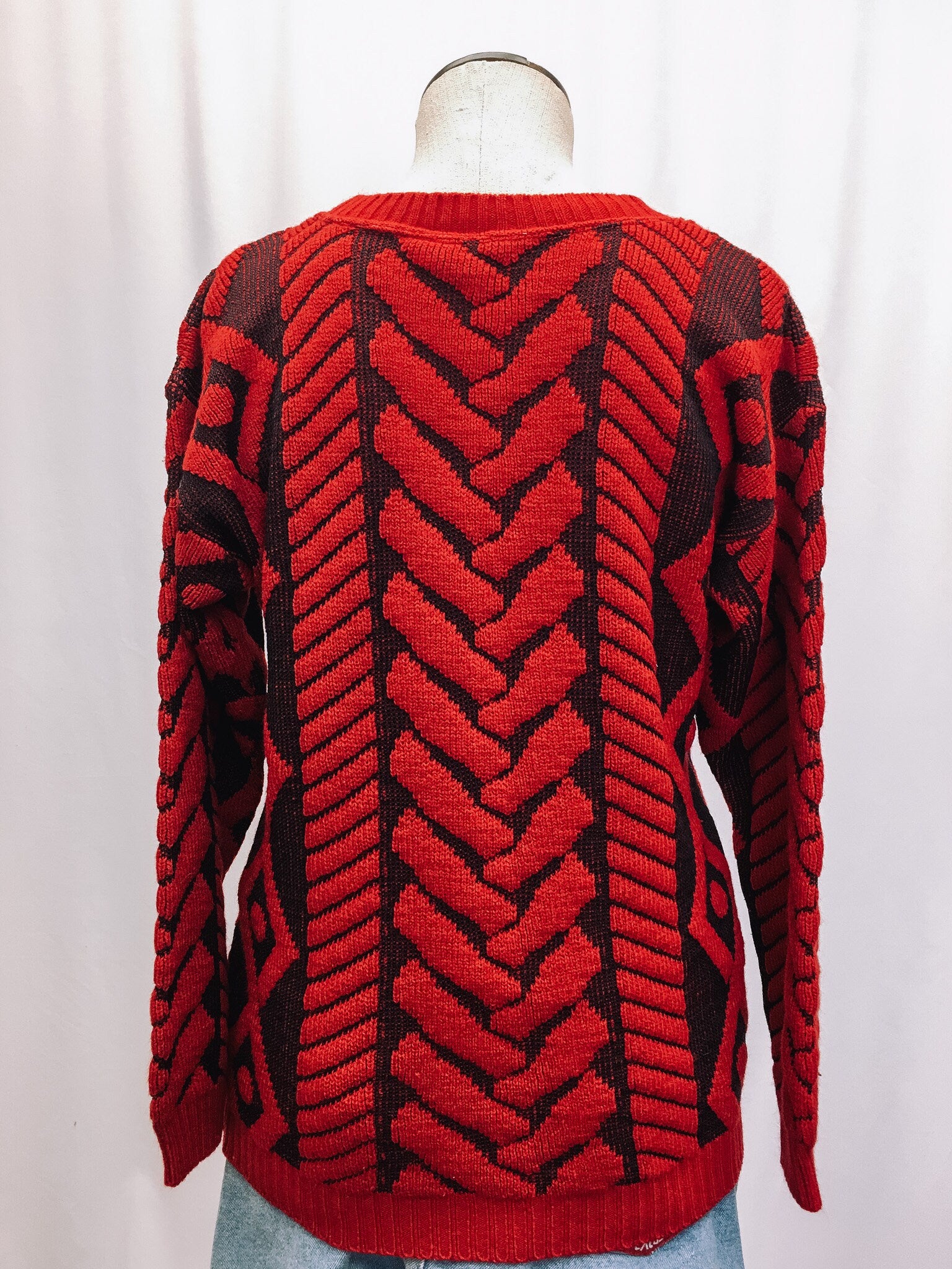 Vintage R.J. Studio Red Knit Sweater, Made in U.S.A. Crewneck